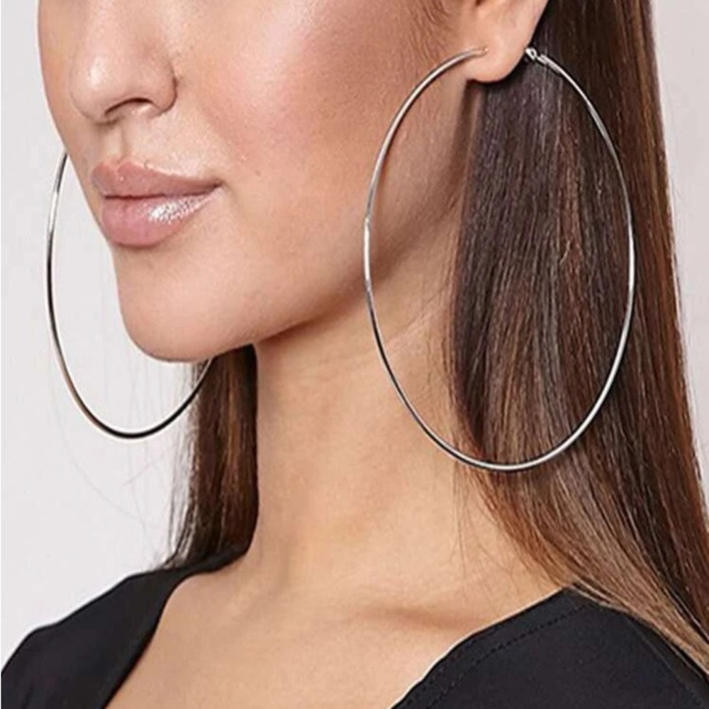XXL Silver Classic Hoop Earrings